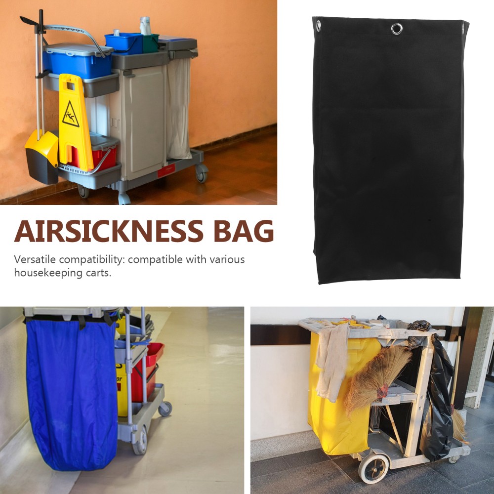 Replacement Cleaning Cart Bag Black Oxford Cloth With Reinforced Metal