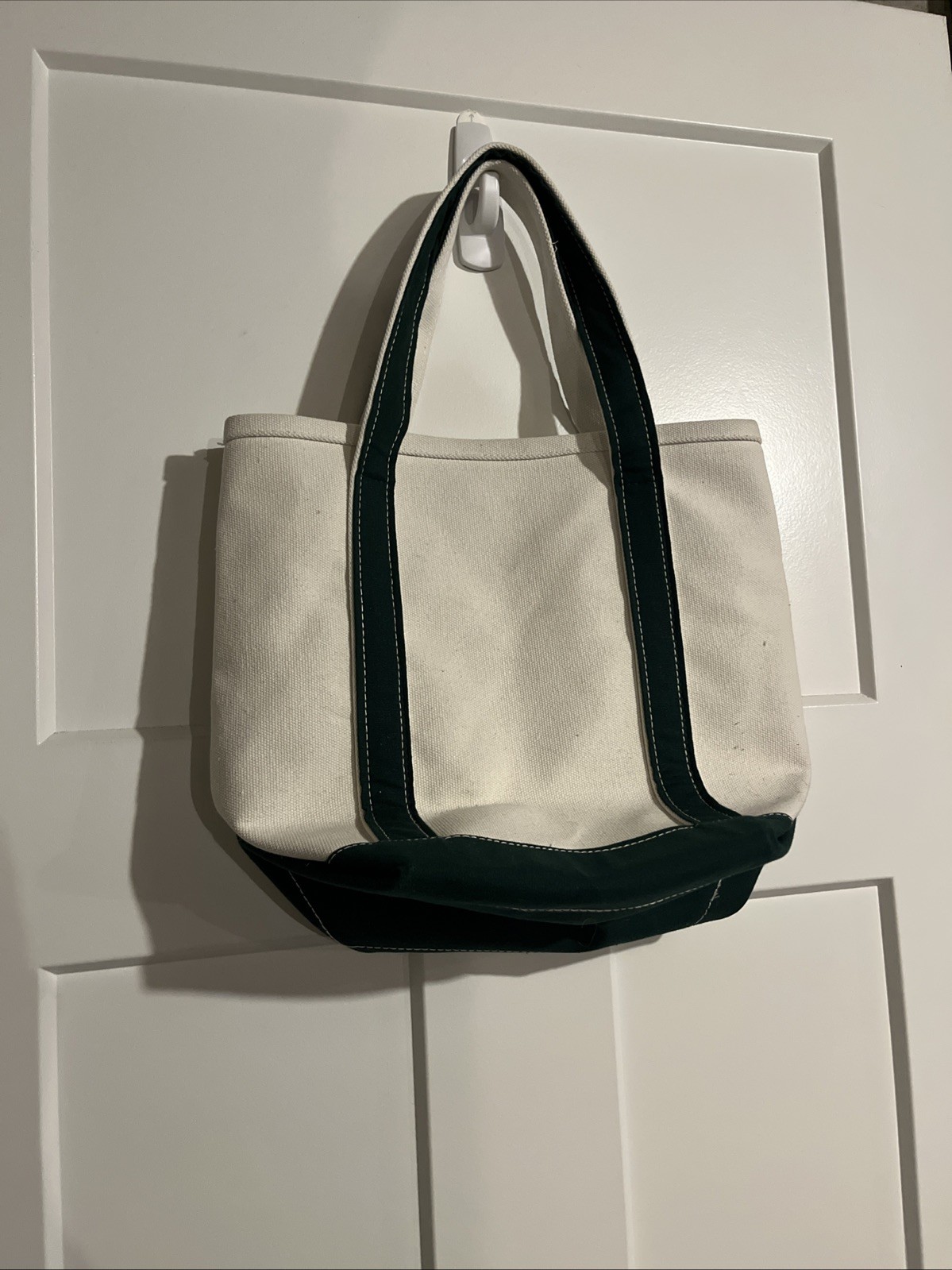 Stonewall Kitchen Canvas Tote Bag Small White & Green Pockets Heavy Duty