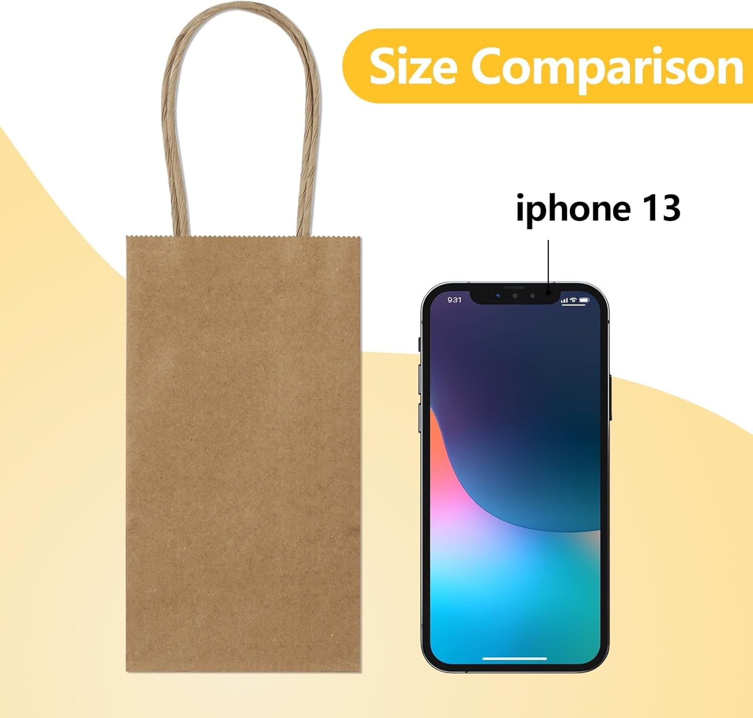 50 Pack 3.5×2.4×6.7 Inches Small Kraft Paper Bags with Handles Bulk Mini Party