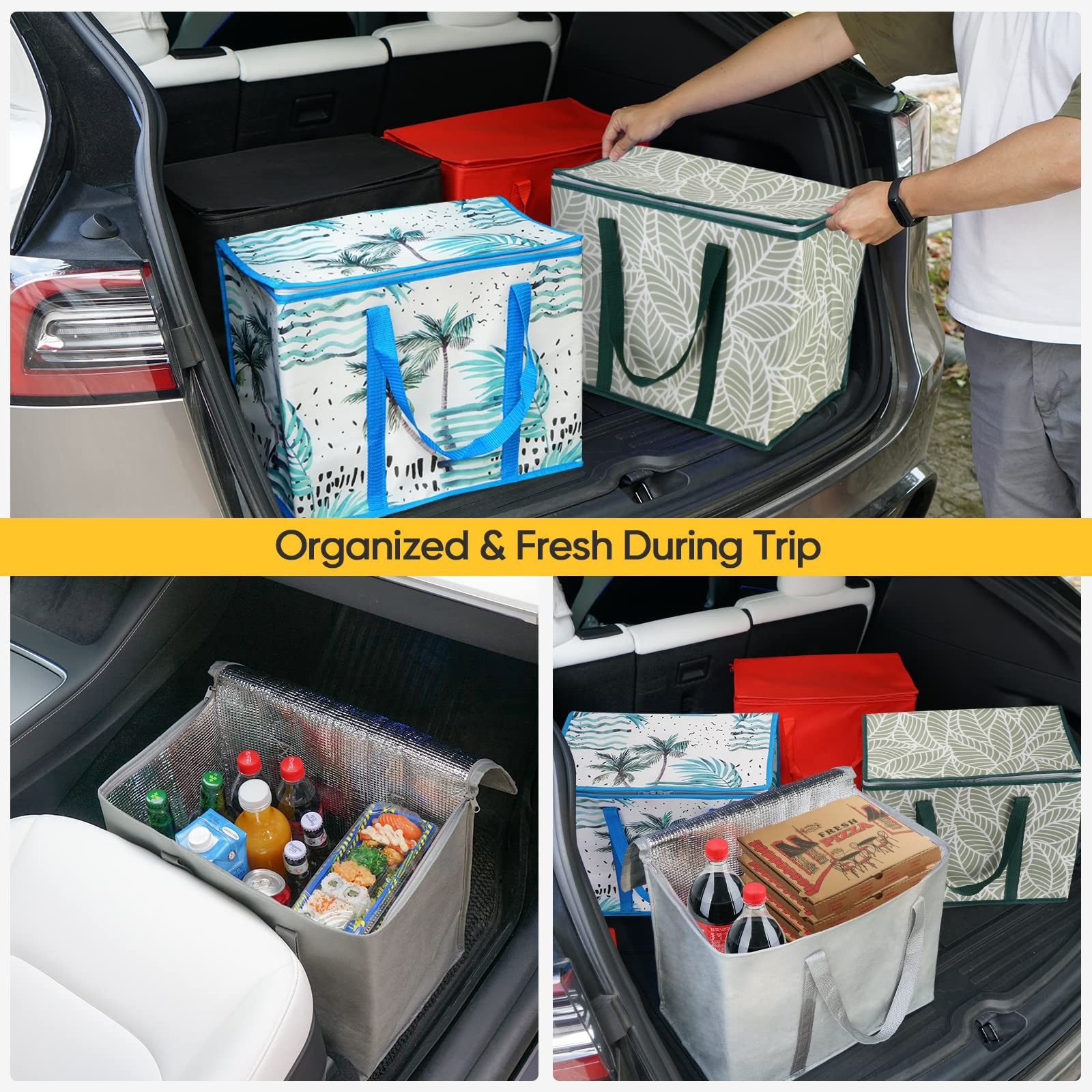 2 Pack Insulated Reusable Grocery Bags Collapsible Cooler Bag 16x9x13 Inch
