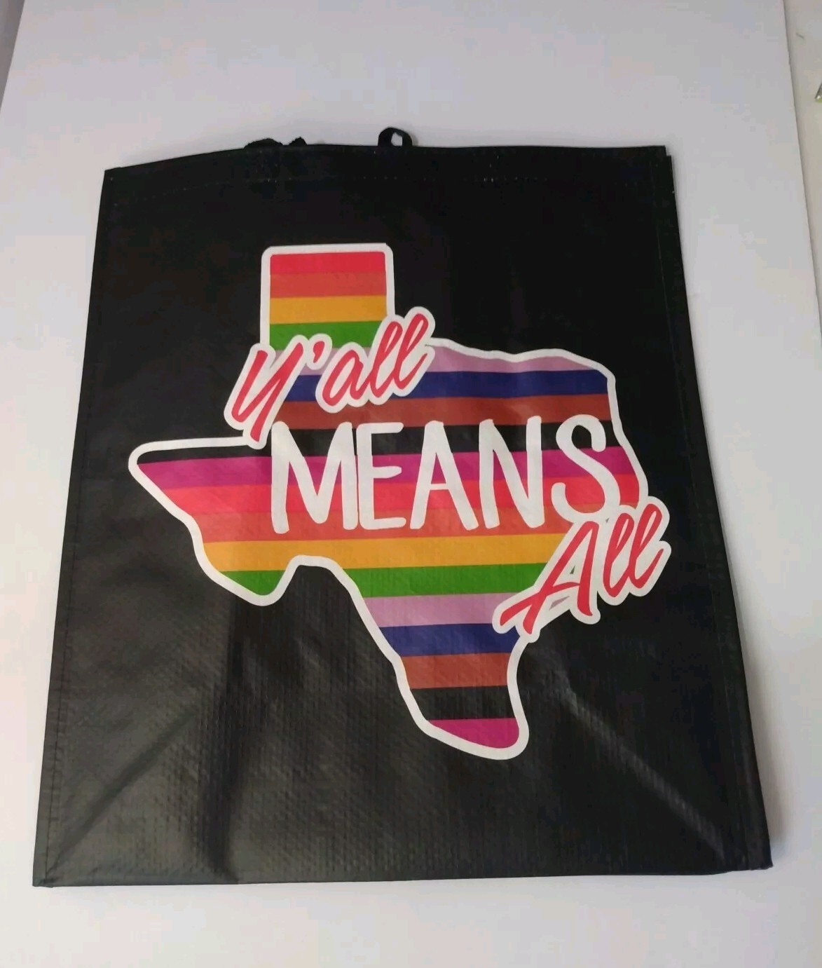 4 LGBTQ Y’ALL MEANS ALL Reusable Tote Shopping Bags 14 x 15.5 Pride Texas HEB