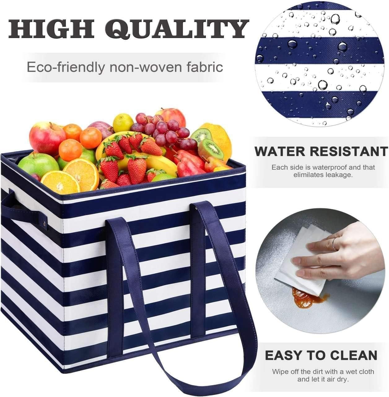 Durable 2 Pack Reusable Tote Bags – Large Size, Collapsible & Water-Resistant