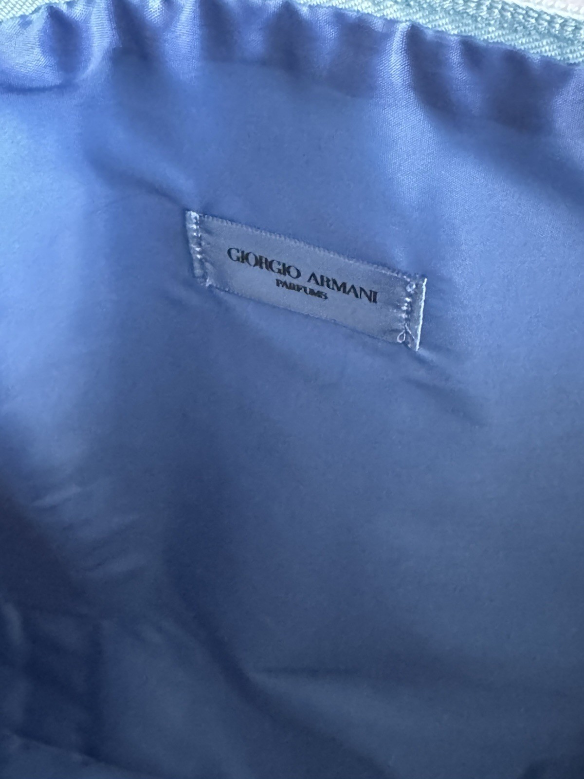 Giorgio Armani Luxury Nylon Large Tote Bag Light Blue Zipper Closure Limited