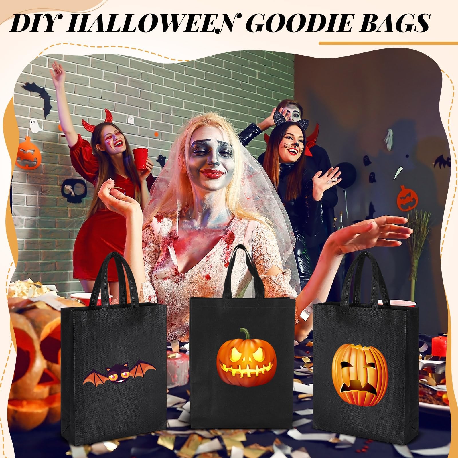 80 PCS Non Woven Tote Bags Bulk Large Reusable Gift Bag 15×11.8×4 Inches