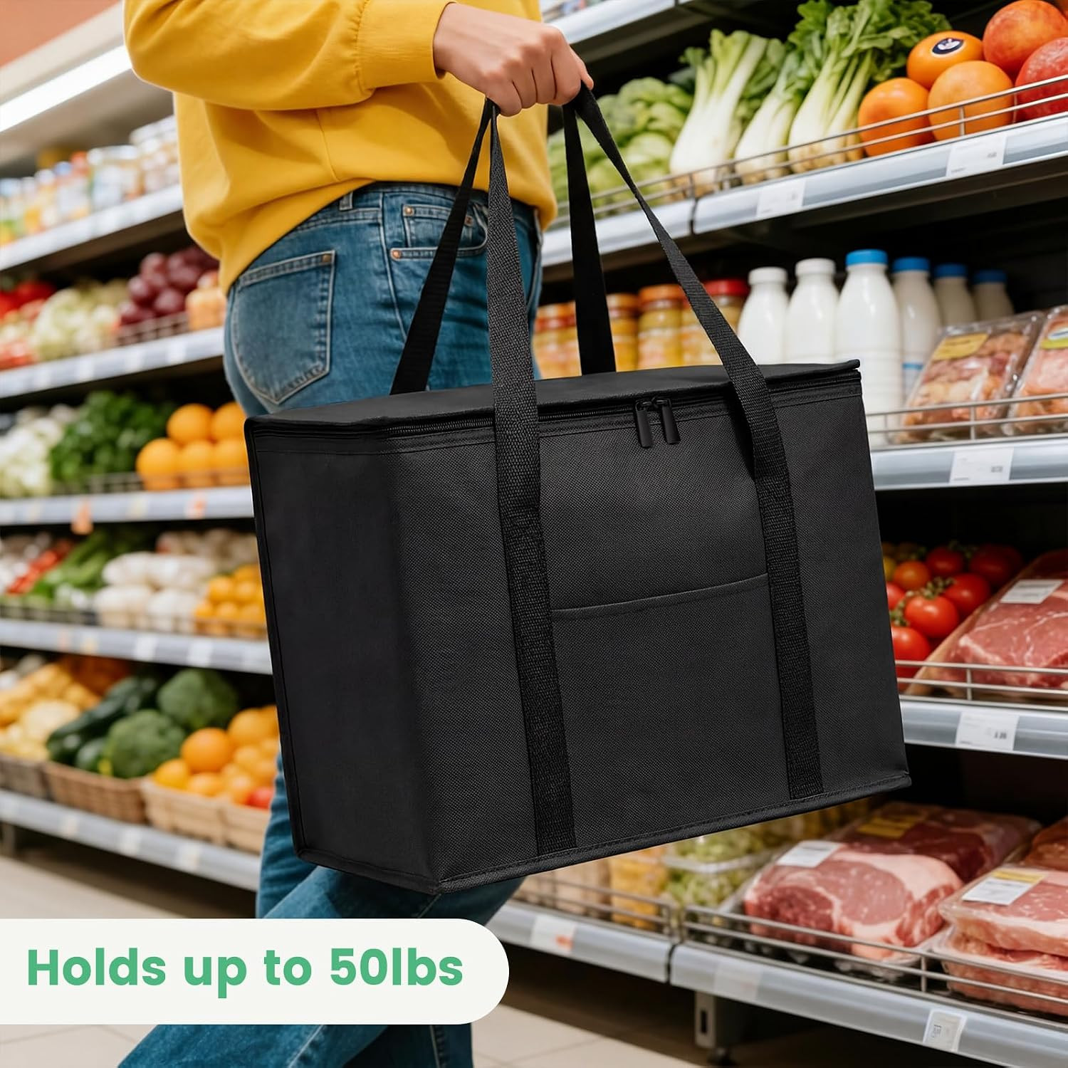 2 Pack Insulated Grocery Bags, Collapsible Insulated Cooler Bag, Reusable Shoppi