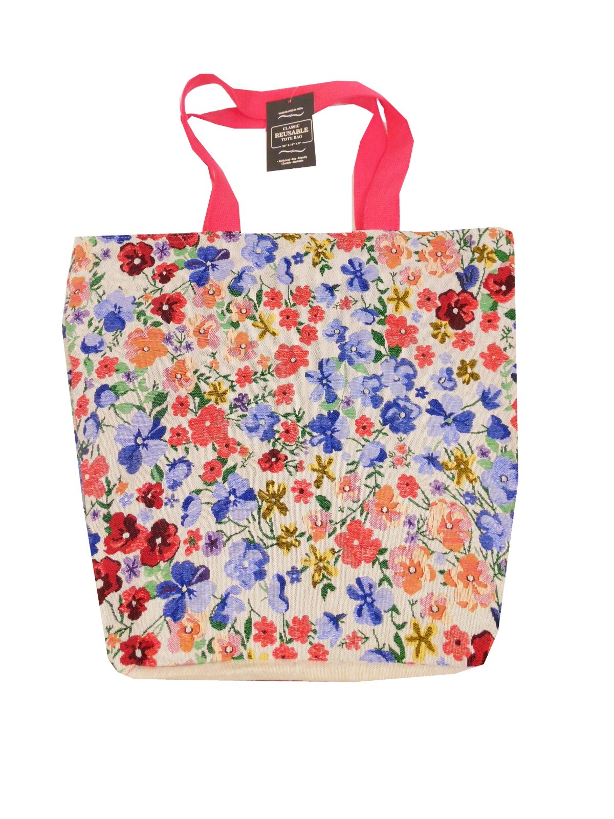 Floral Canvas Shopping Bag Tote Durable Made In India Durable 23 x18 in