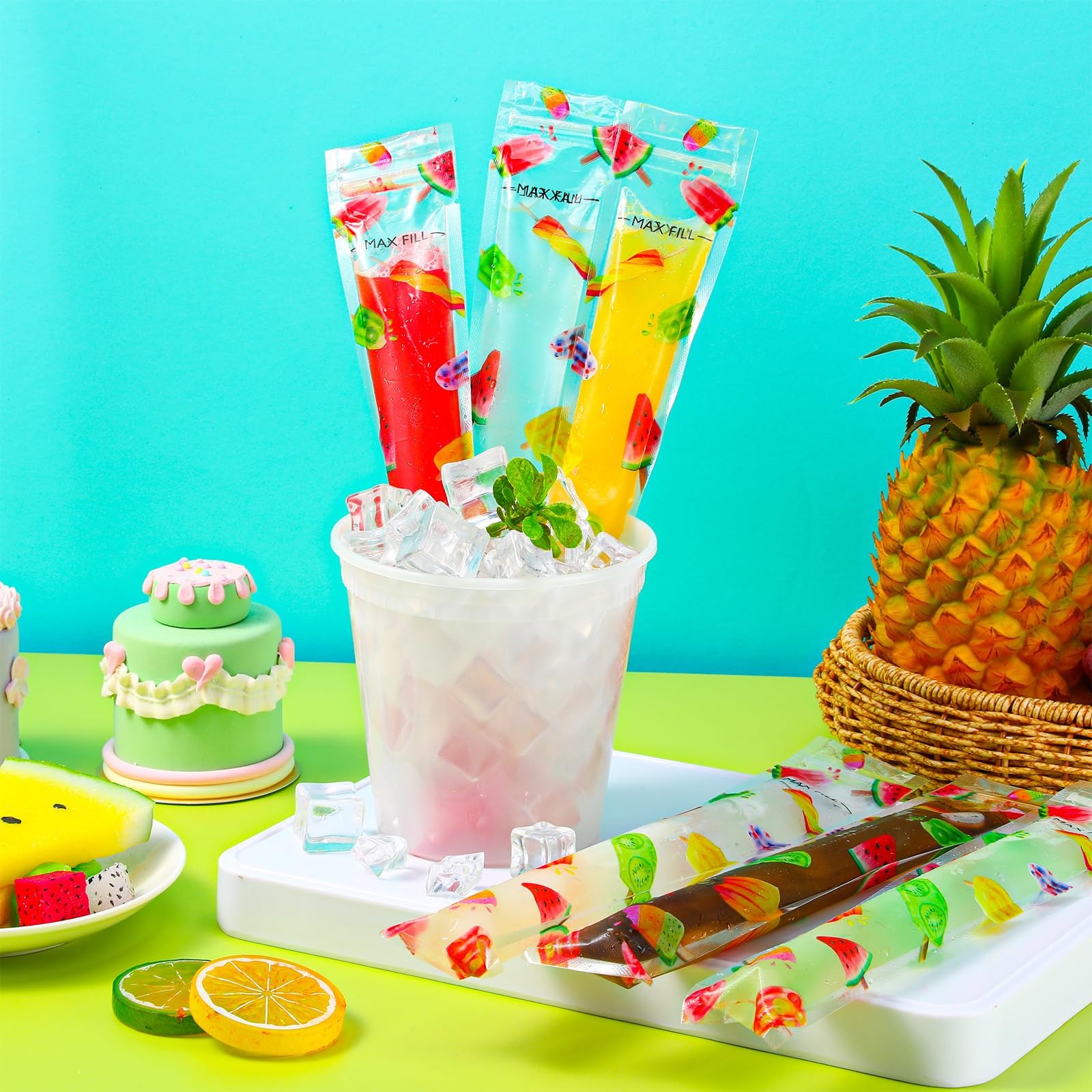 Yiyiring 300 Pcs Disposable Ice Pop Mold 11 x 2 inches, as the picture shown