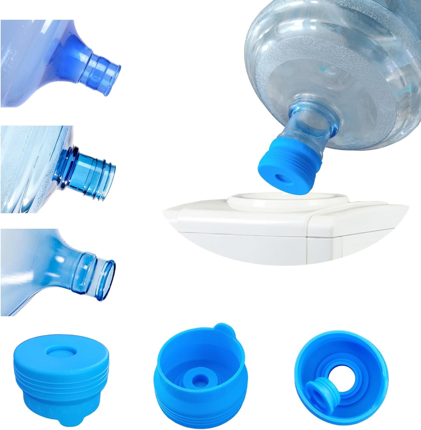 3 Pack Reusable 3 & 5 Gallon Water Jug Cap, Upgrade Silicone Reusable