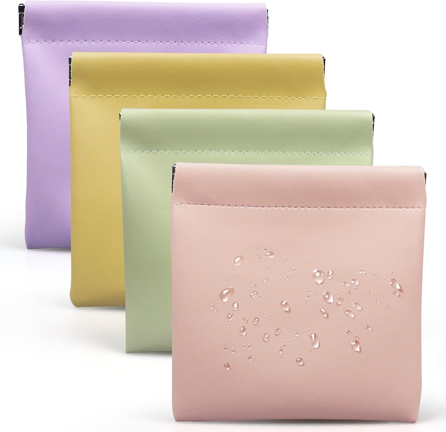 4.72″x4.72″ Small Pouches for Purse, 4PCS Cute S, Khaki+Pink+Green+Purple