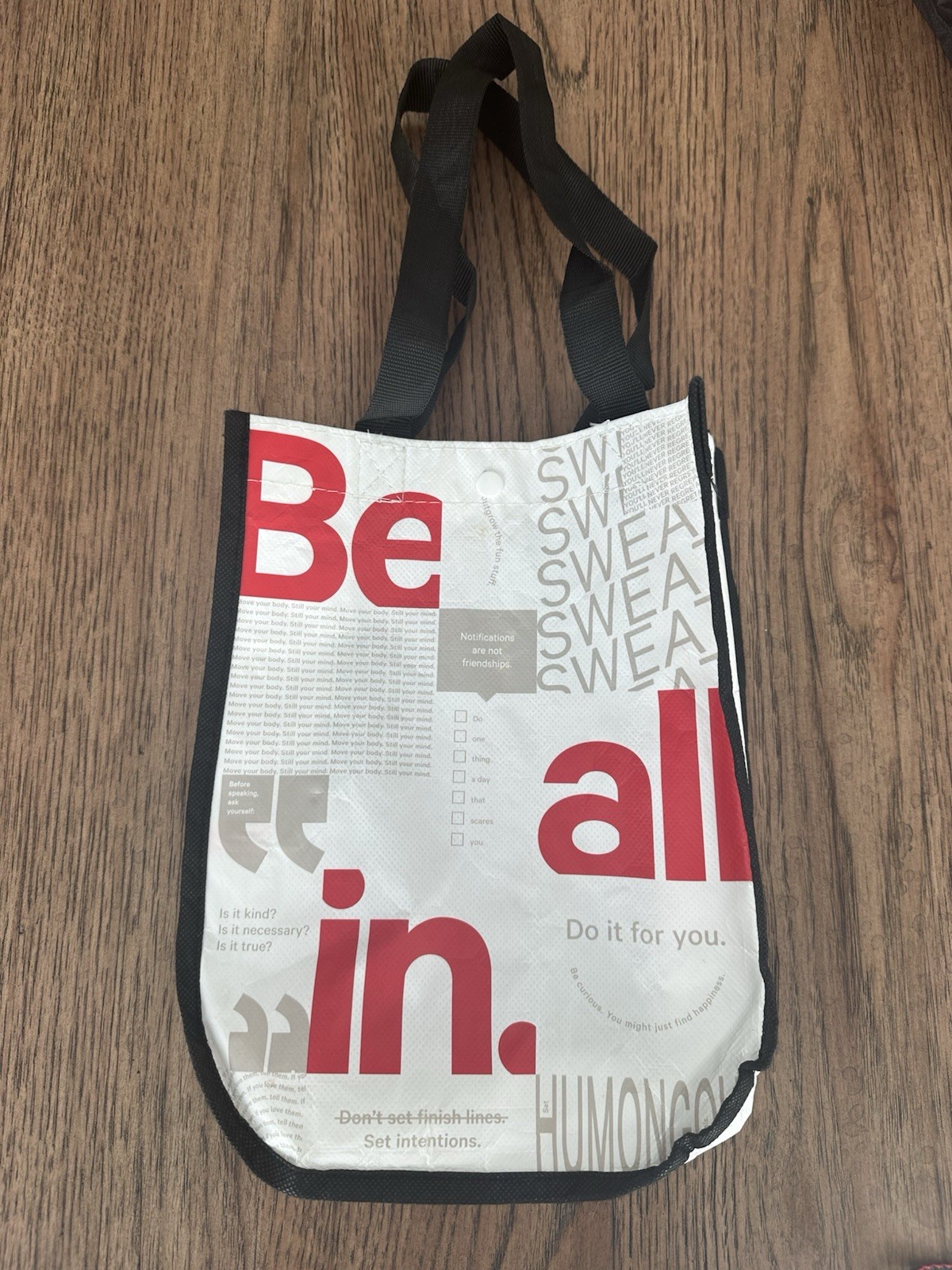 Lululemon Small Tote Reusable Shopping Gift Bag White Be All In 11”x8”