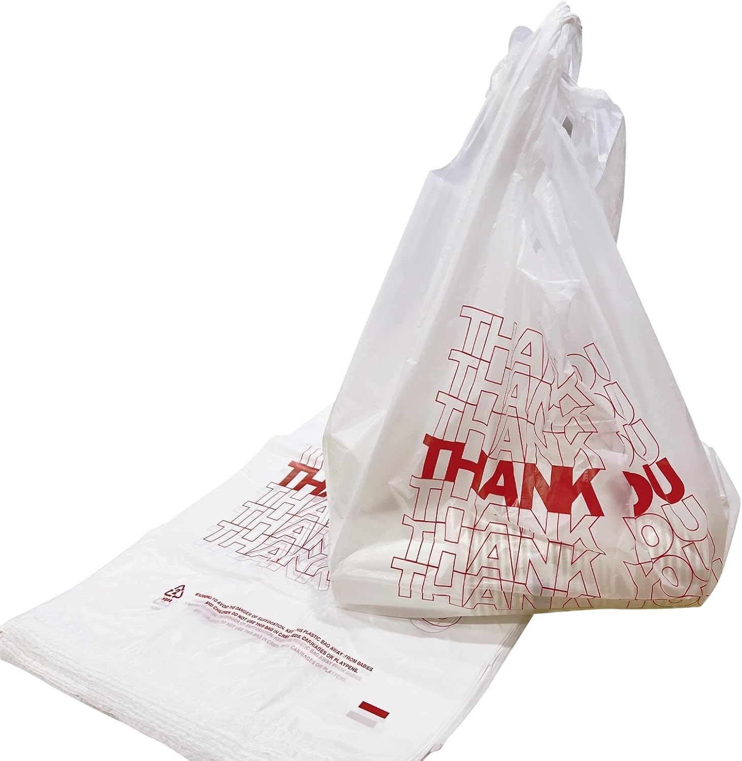 600 Count Thank You Grocery Bags – Durable 15 Mic Reusable & Disposable Style