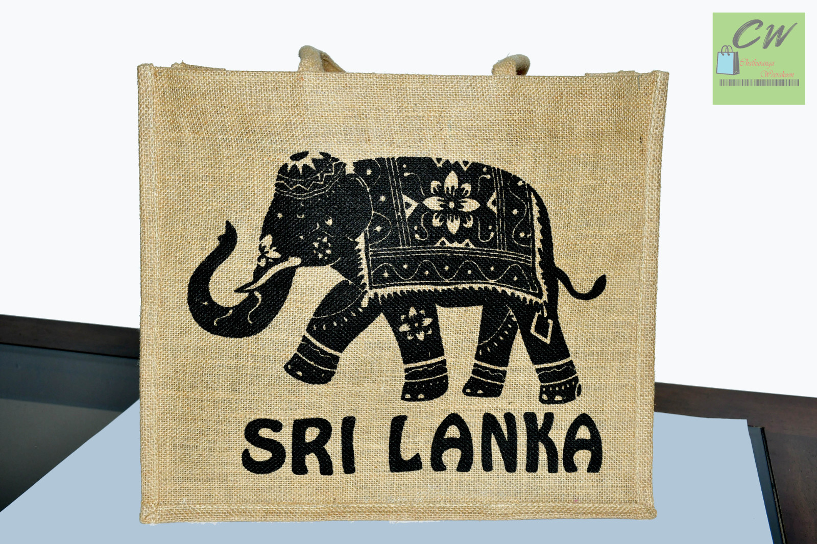 JUTE REUSABLE SHOPPING BAG TRADITIONAL SRI LANKAN ECO FRIENDLY HANDMADE 100%