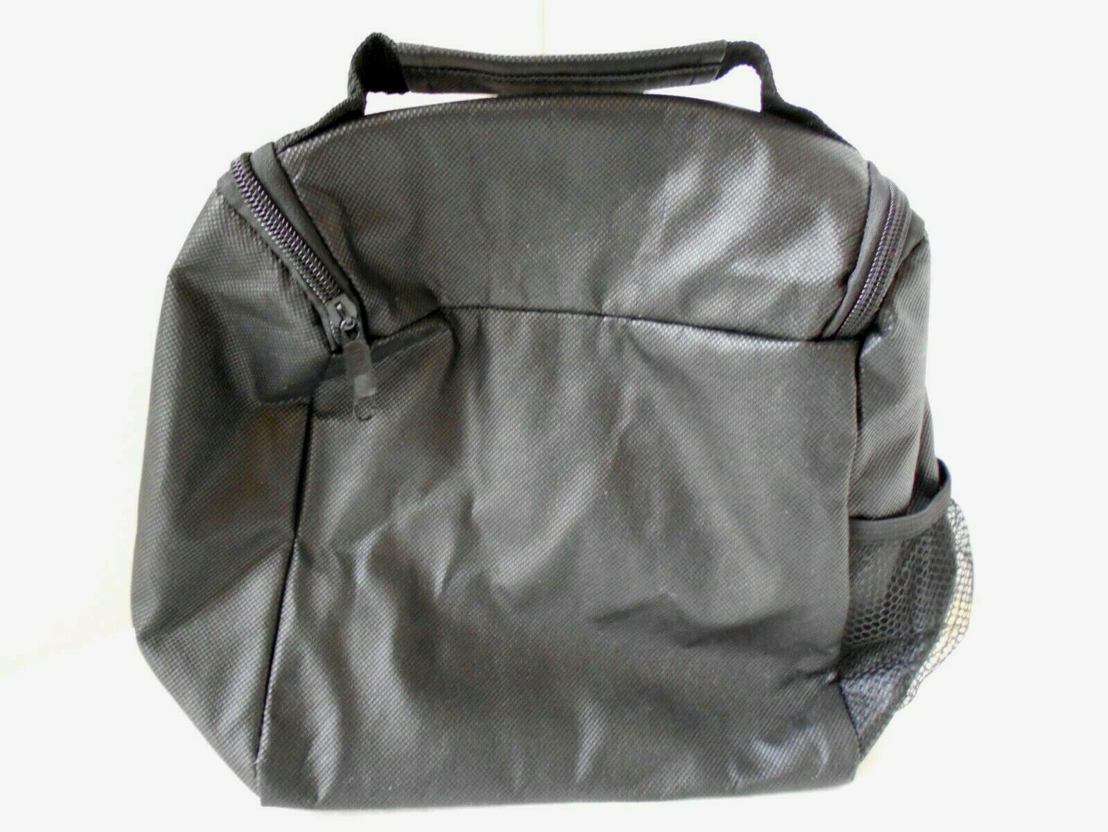 REUSABLE INSULATED LUNCH BAG 10″X8″X6.25″ BLACK W/ ZIPPER SIDE WATER POUCH NEW