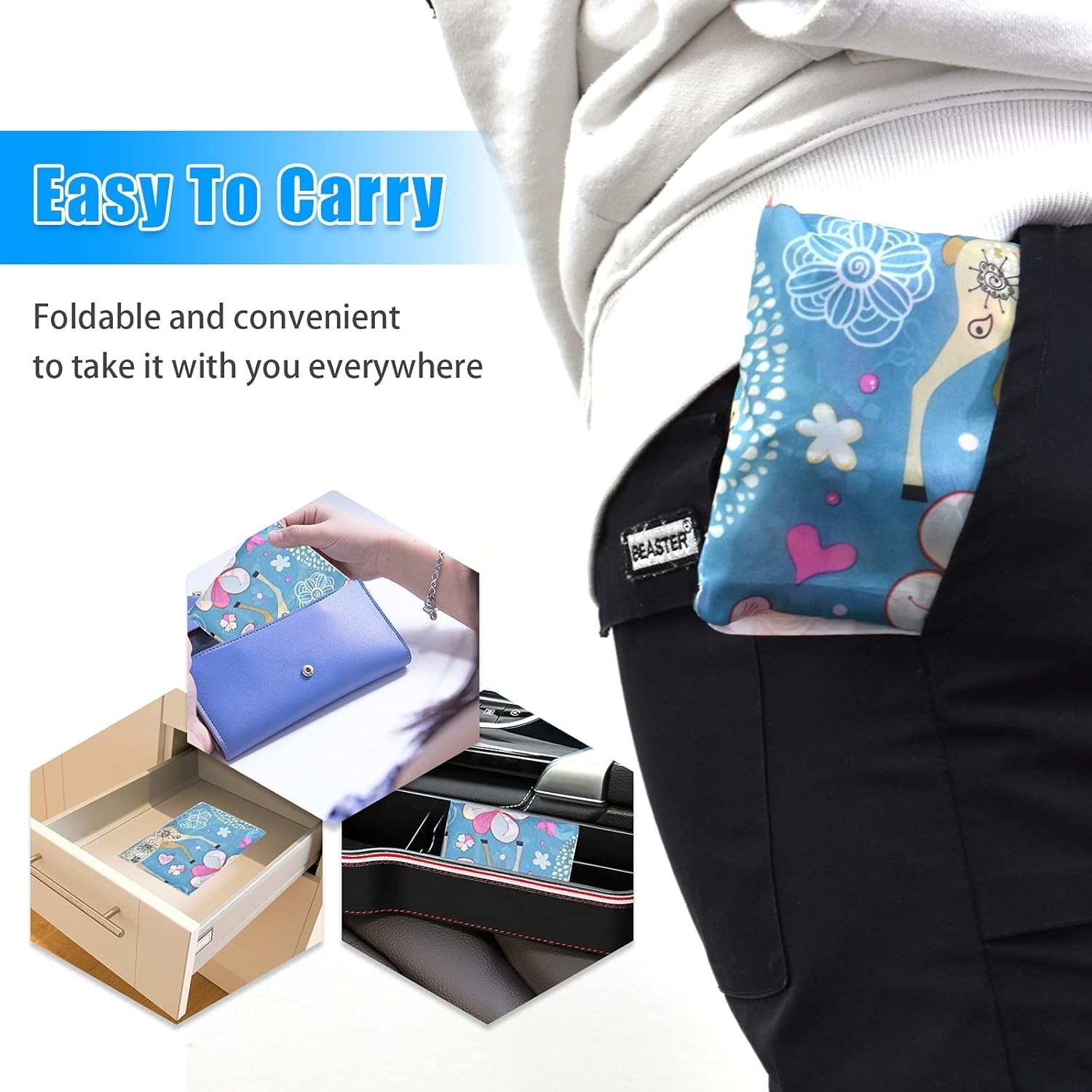 Stylish 6-Piece Foldable Grocery Bags – Washable 50LBS Ripstop Nylon Totes
