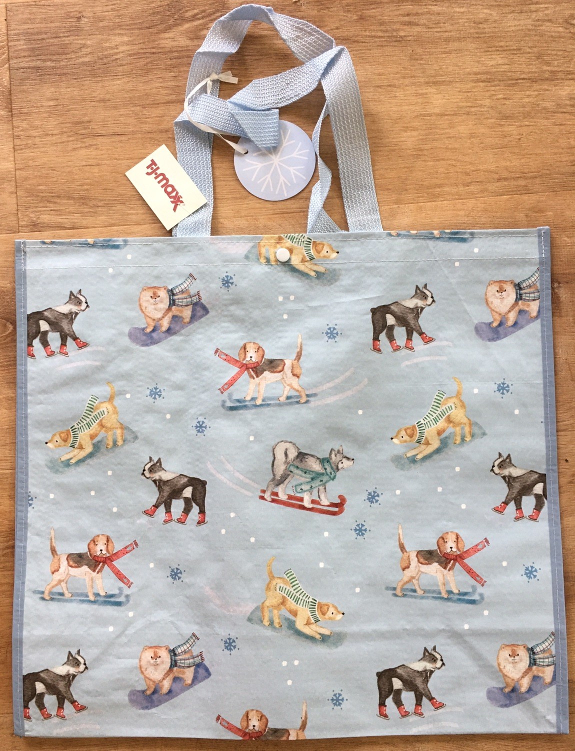 Mixed breed Dogs Winter Sledding Boots Large Reusable Shopping Tote Eco Gift Bag