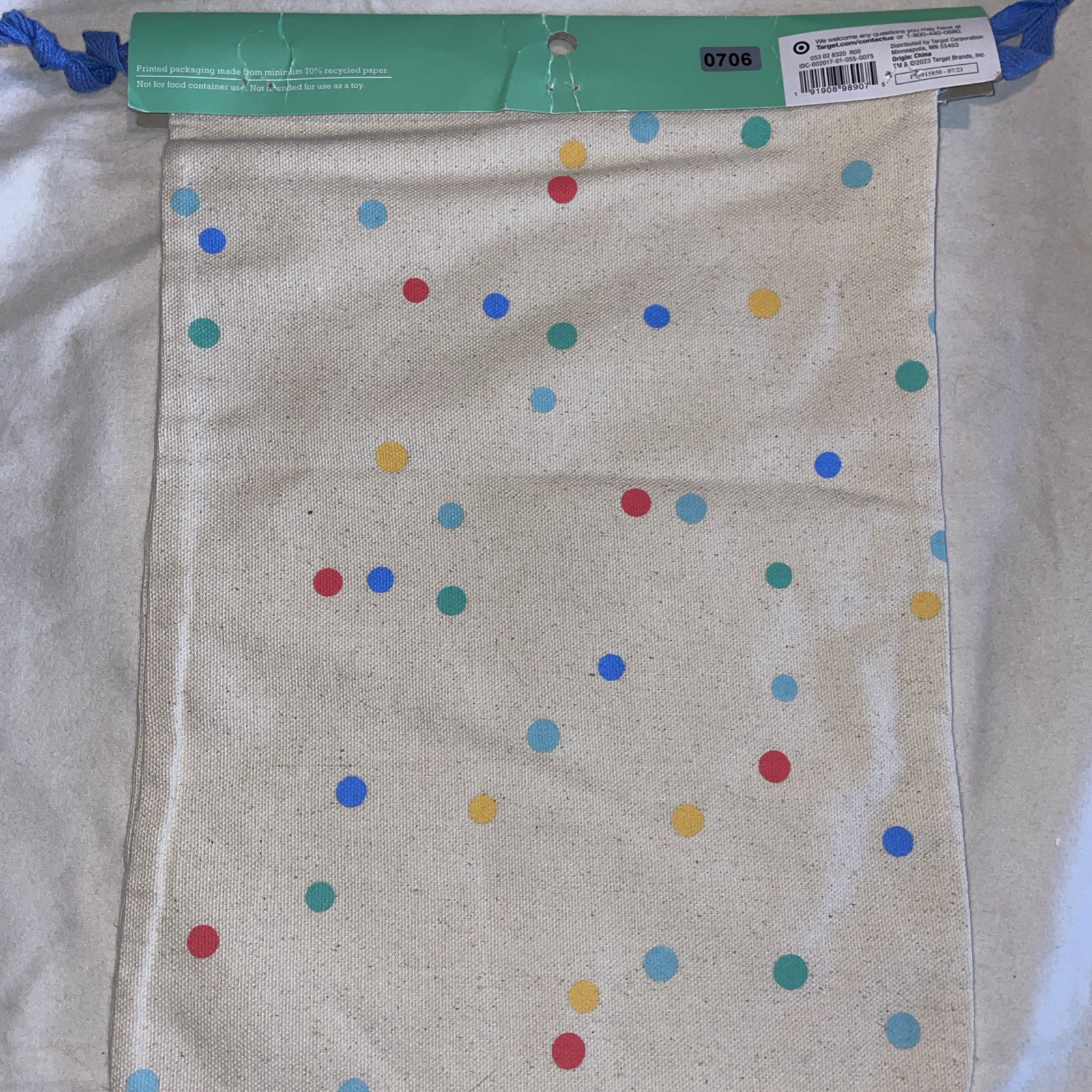 Spritz Brand; Reusable Bag; Canvas material with drawstring; Polka dots, Kids