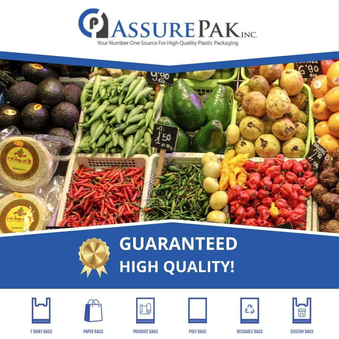 ASSUREPAK Reusable White PP Non-Woven Bags – 200 Pack Bulk – 12” x 7” x 22” -…