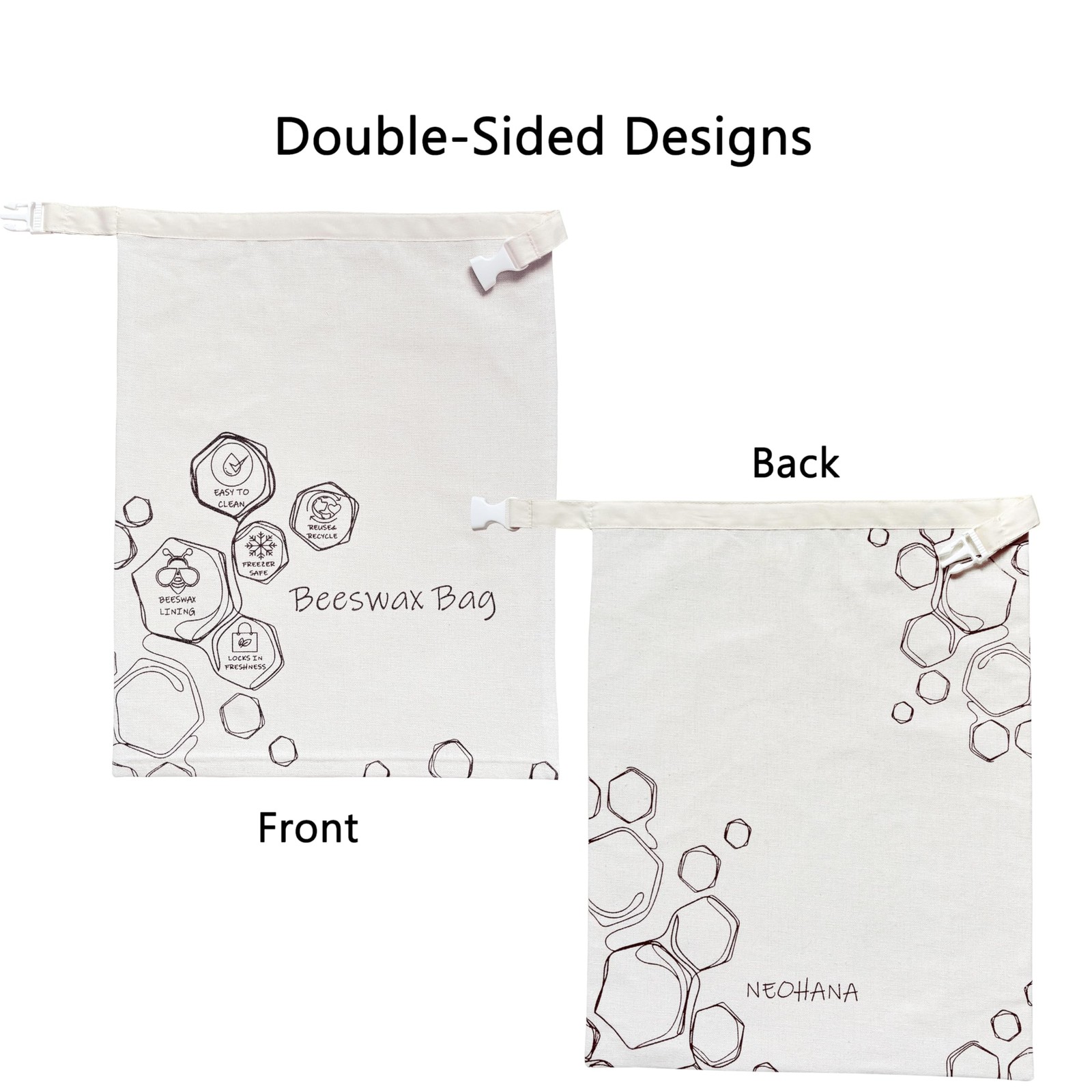 NEOHANA 2 Pack Beeswax Bread Bags 16 inches x 12.5 inches, 2 PCS