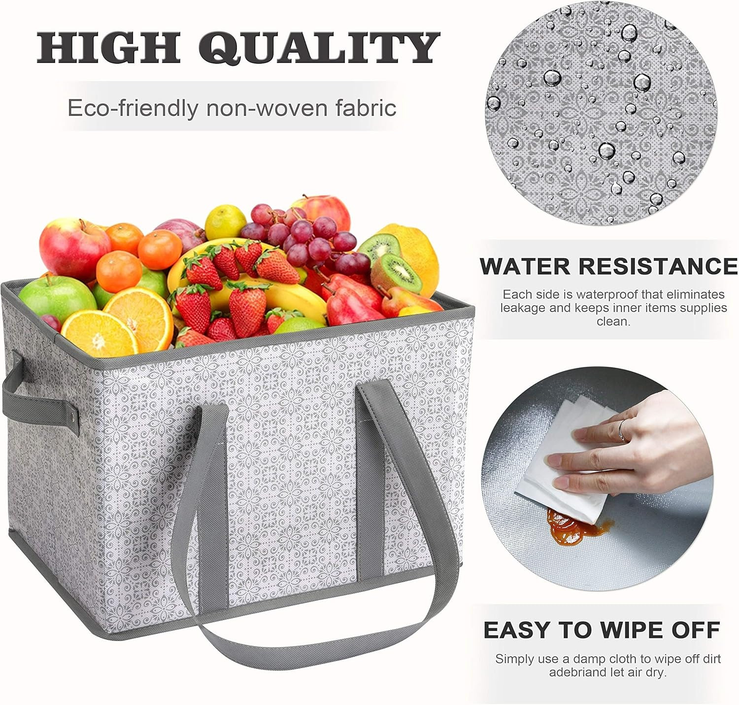 Reusable Grocery Bags [3 Pack],Large Grocery Tote Bag Water Resistant Shopping B