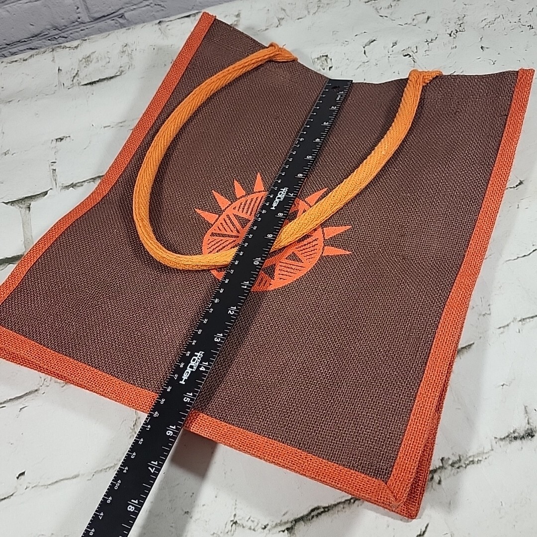 Shopping Tote Bag Woven Quality Brown Orange