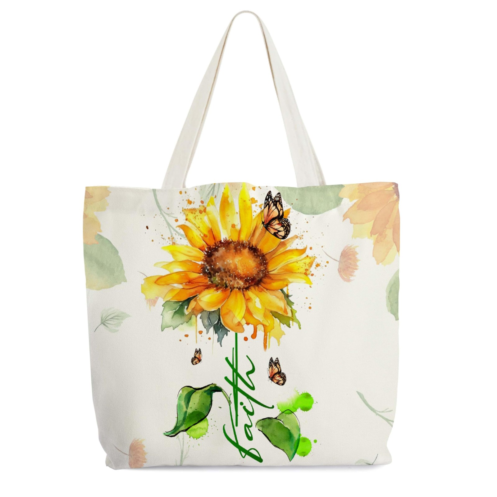 Faith Canvas Tote Bag for , Sunflower Christian Tote, Honey Bee Religious Gif…