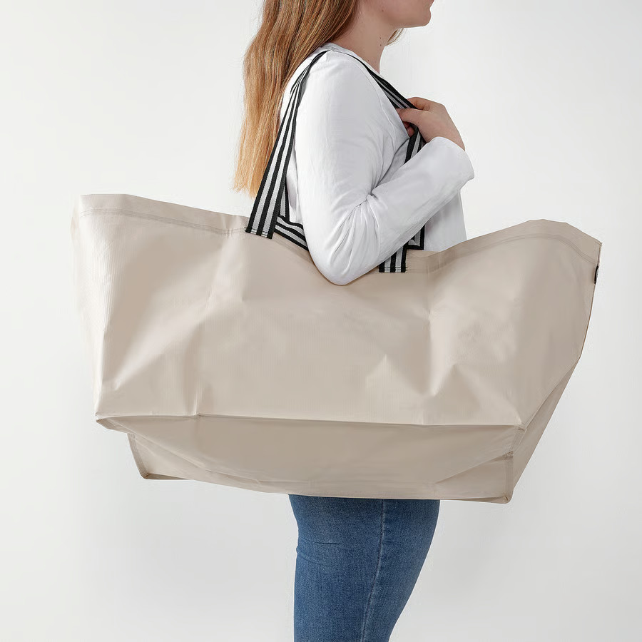 IKEA Large Tote Bag GÖRSNYGG SturdyDurable Light Beige 22.5×14.5×15.25″ 20Gal