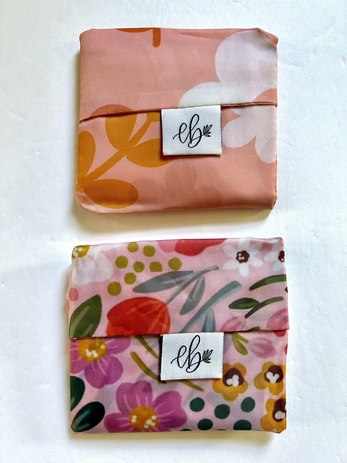 NEW! EB Design SET OF TWO REUSABLE NYLON BAGS — “Funky Floral” & “Summer Meadow”