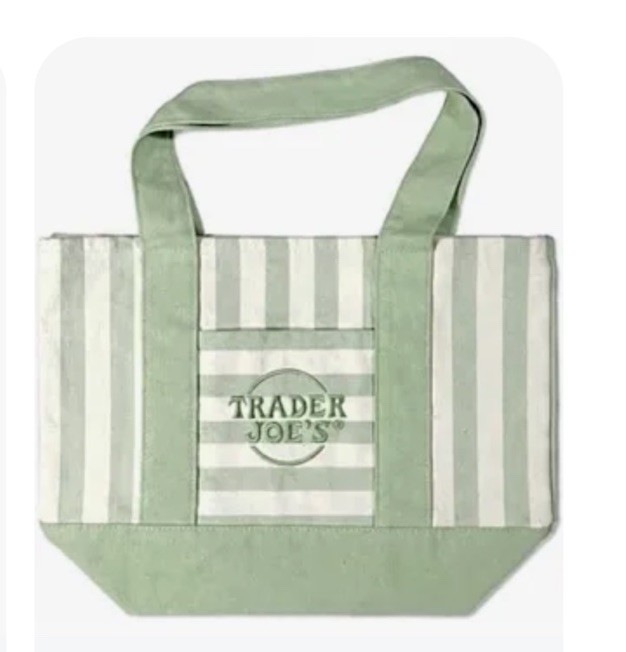 Trader Joe’s Mini Canvas Tote Bag Green Stripes Hottest It Bag Limited 🛍️