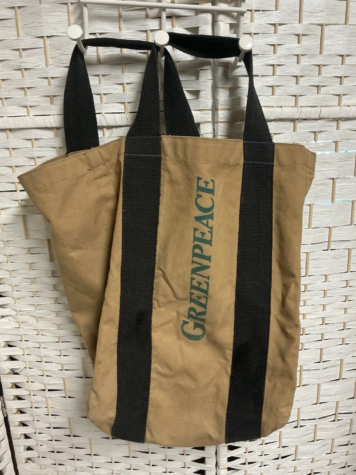 Vintage Greenpeace Canvas Tote Bag Save Our Forests Grocery Shopping 90s
