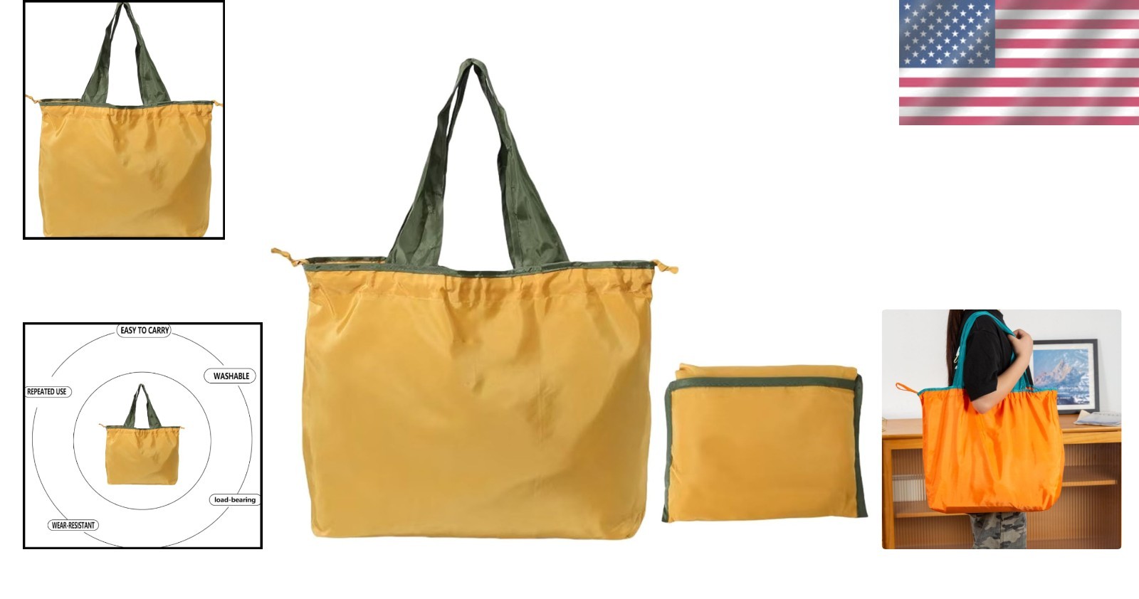 Everyday Use Reusable Shopping Tote – Large Capacities, Compact & Stylish Design