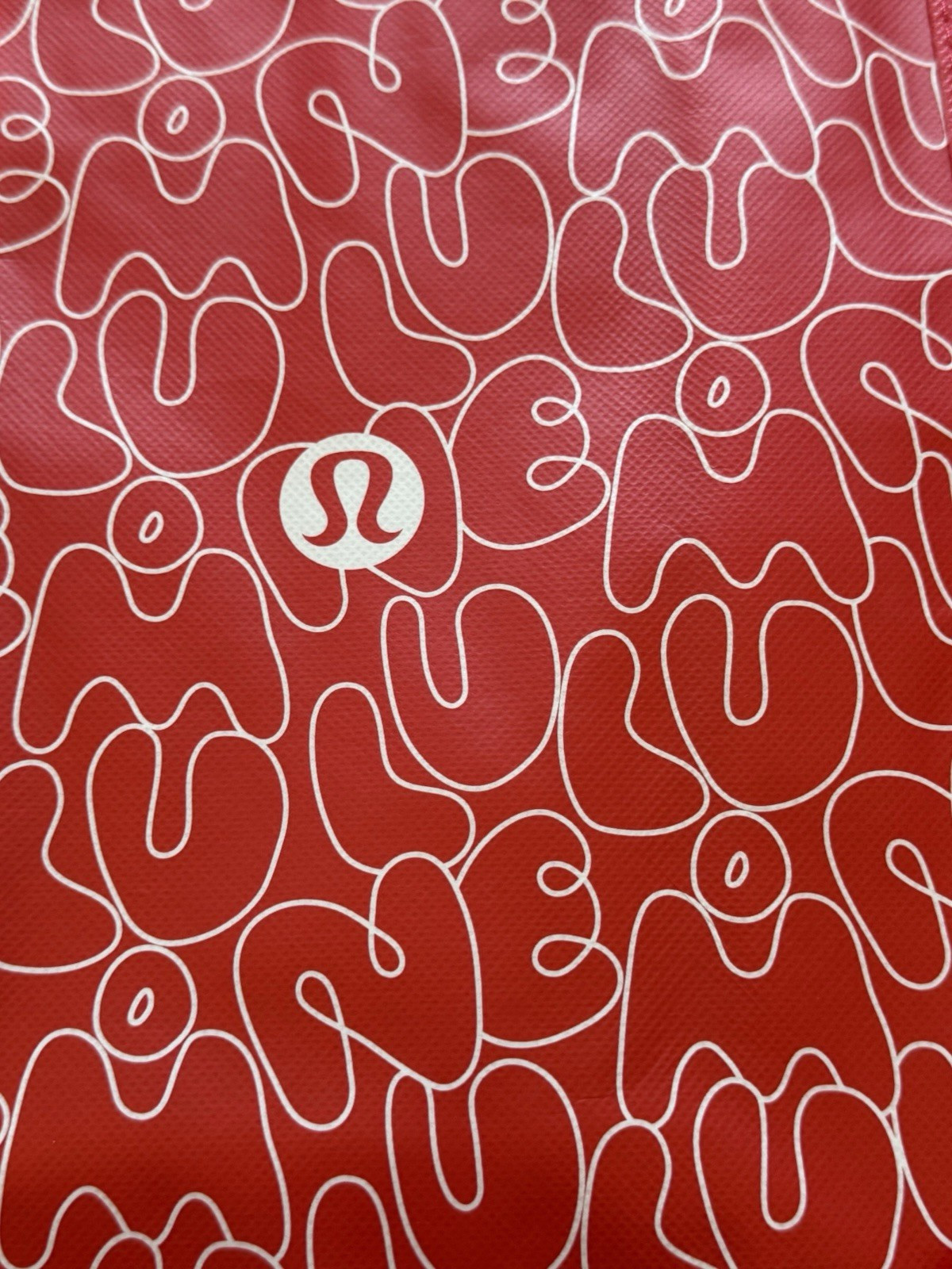 Lululemon Small Red & White Bubble Logo Small Reusable Shopping Tote Bag Set x 2
