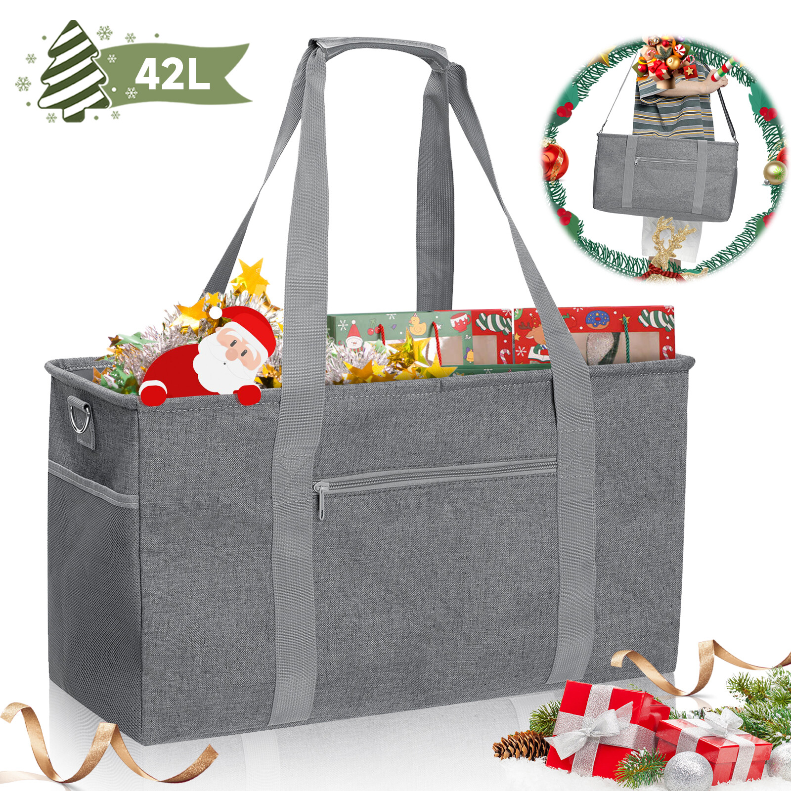 Large Reusable Grocery Bags Shopping Tote Bag Eco Friendly 22X10X12 Heavy Duty