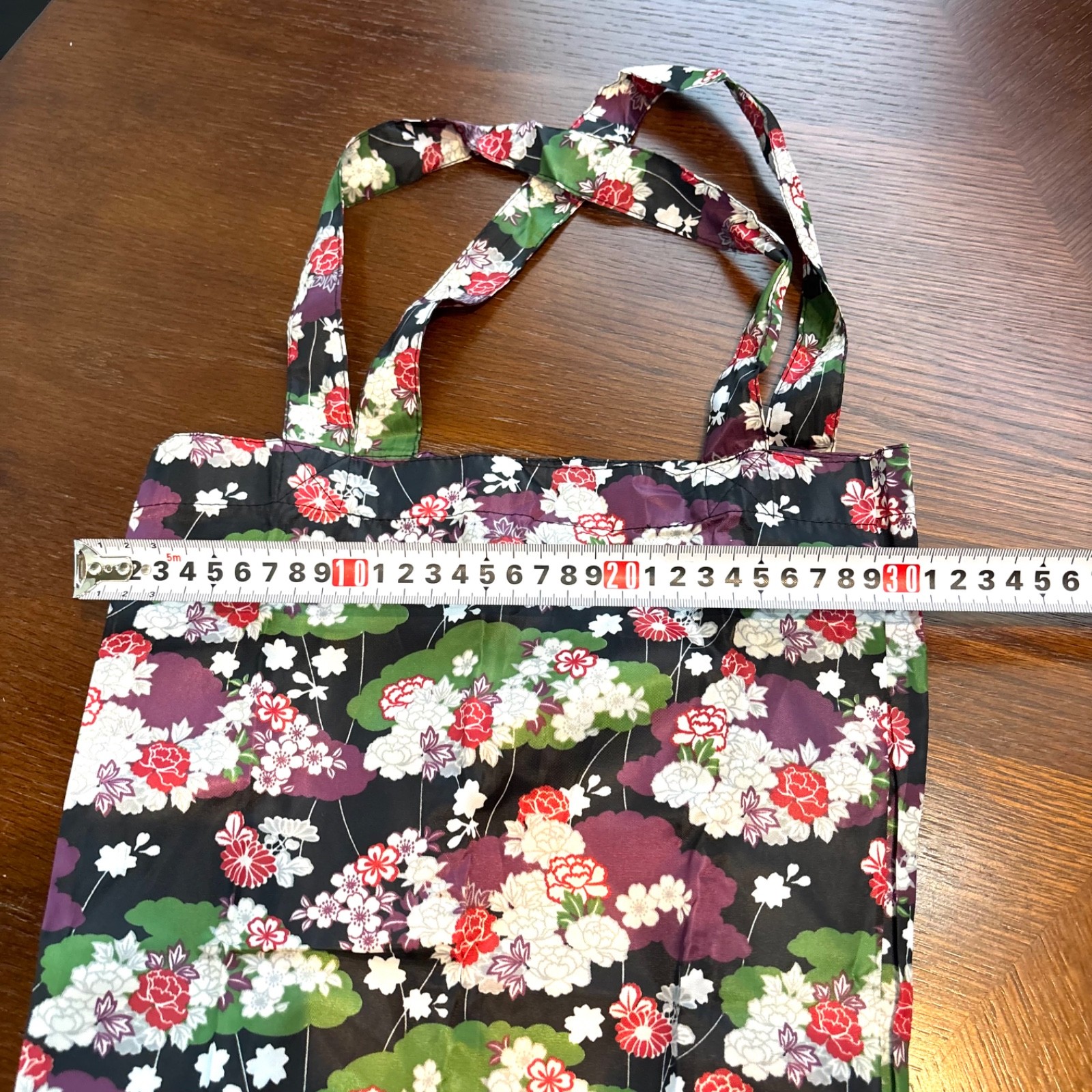 Kurochiku Japanese Eco Bag Set of 2 Foldable Shopping Bags Floral Cat Pattern