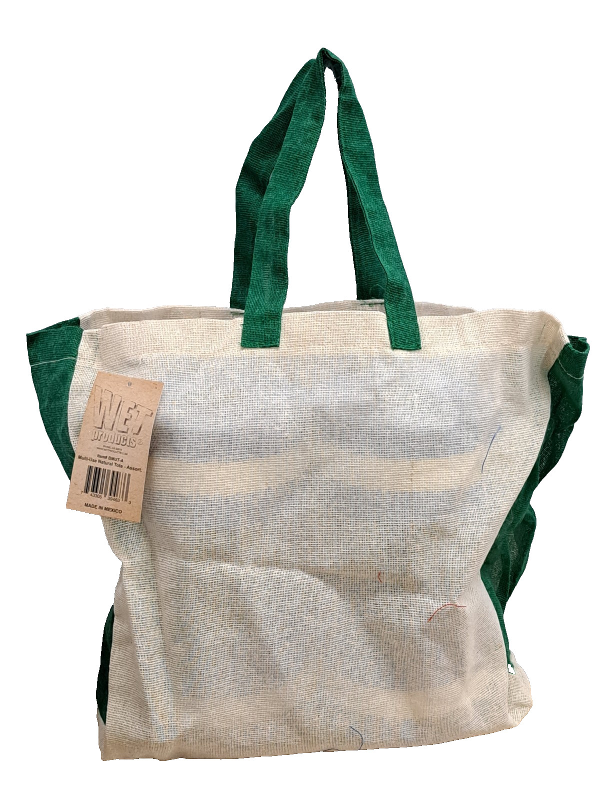 Multi-use Natural Tote Beach Bag Green And Tan Reusable Grocery Shopping BMUT-A