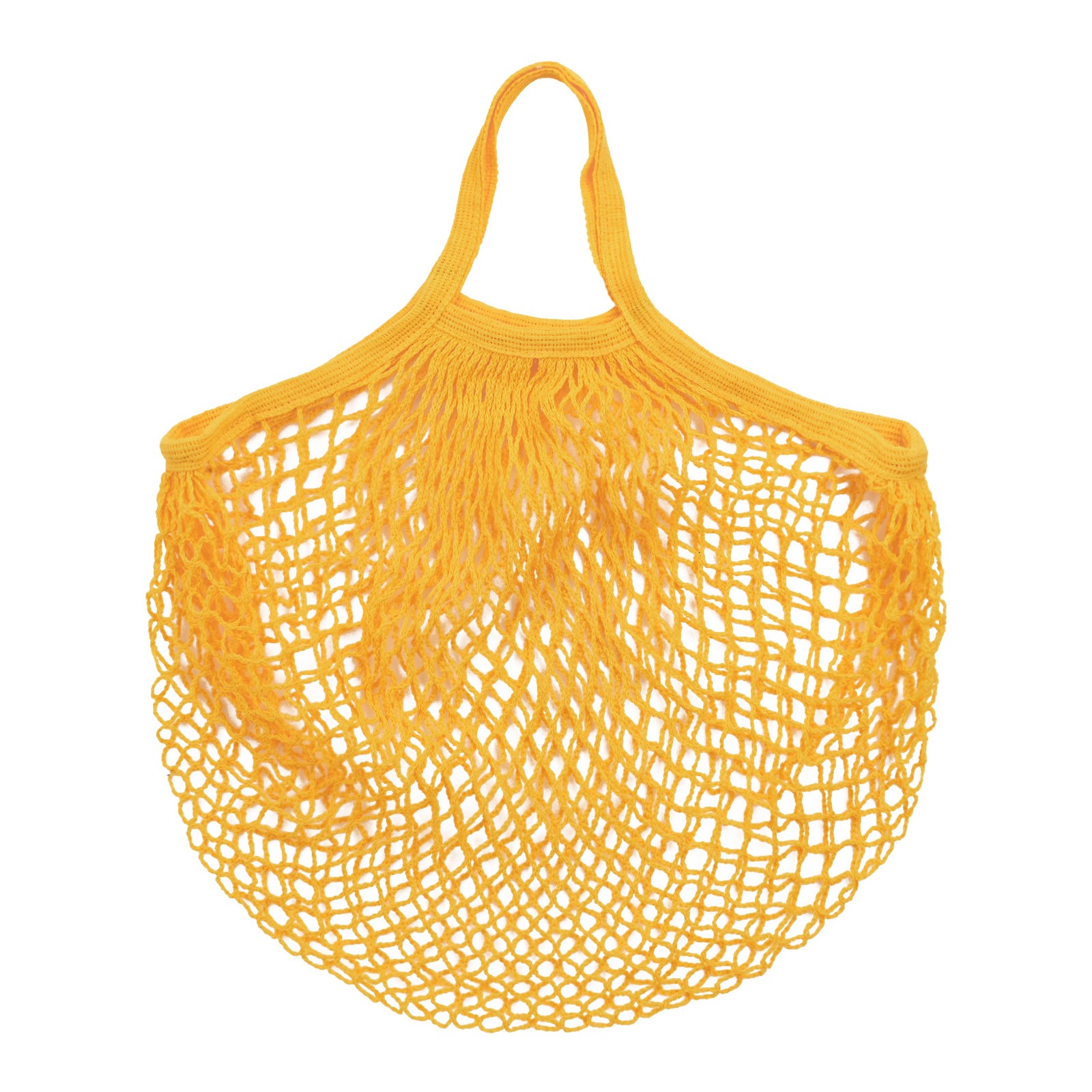 1-Pack Reusable Washable Mesh Net String Grocery Bags [Yellow,Short Handle]
