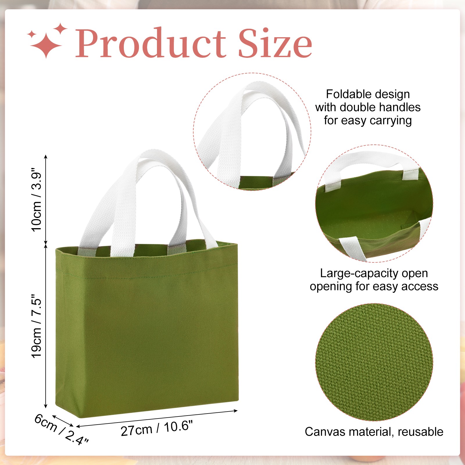 Women’s Small Canvas Bag, for Green 11 x 2 x 7″