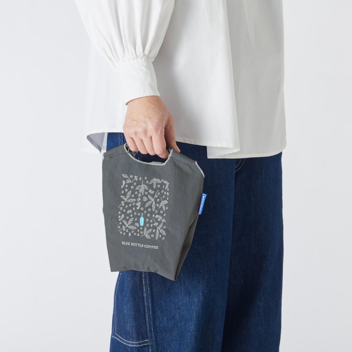[US Tax Paid] Blue Bottle Ball&Chain Mini Coffee Leaves Embroidered Eco Bag NEW