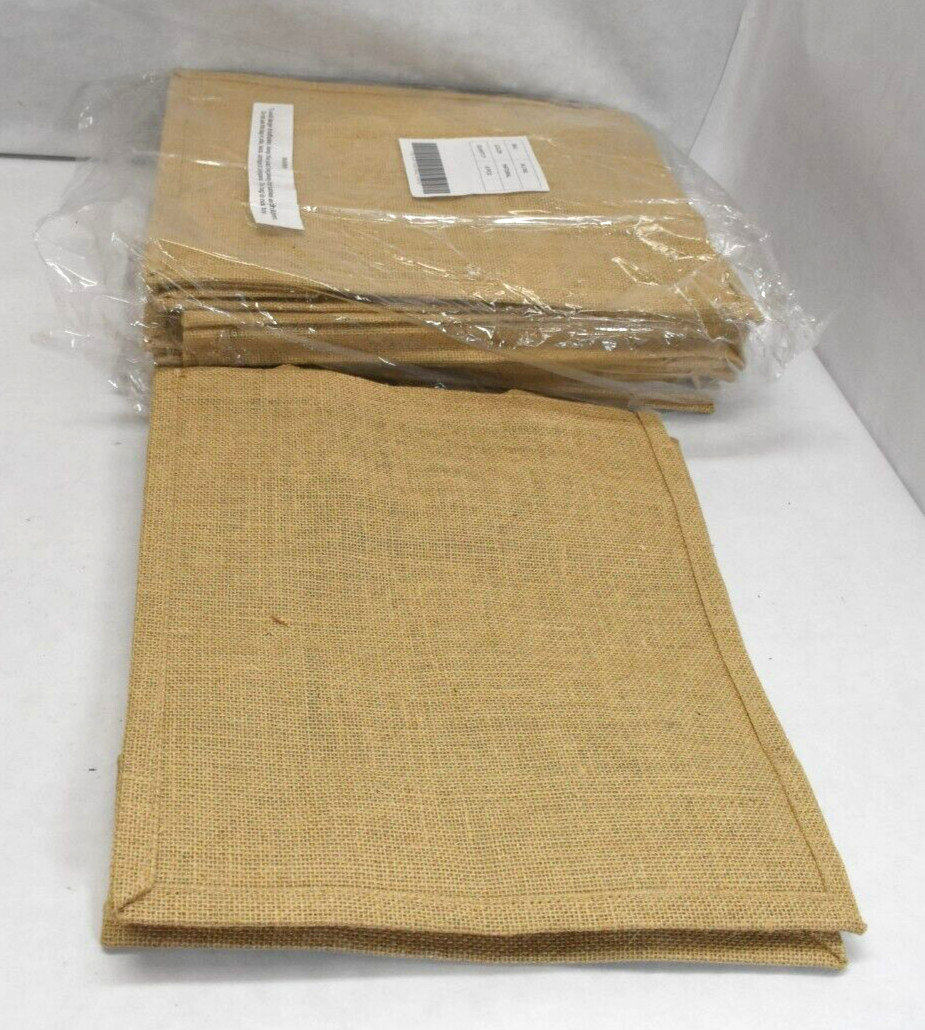 Lot of 6 Medium Burlap Jute Reusable Tote Bags Grocery Shopping 12″ x 14″ x 7″