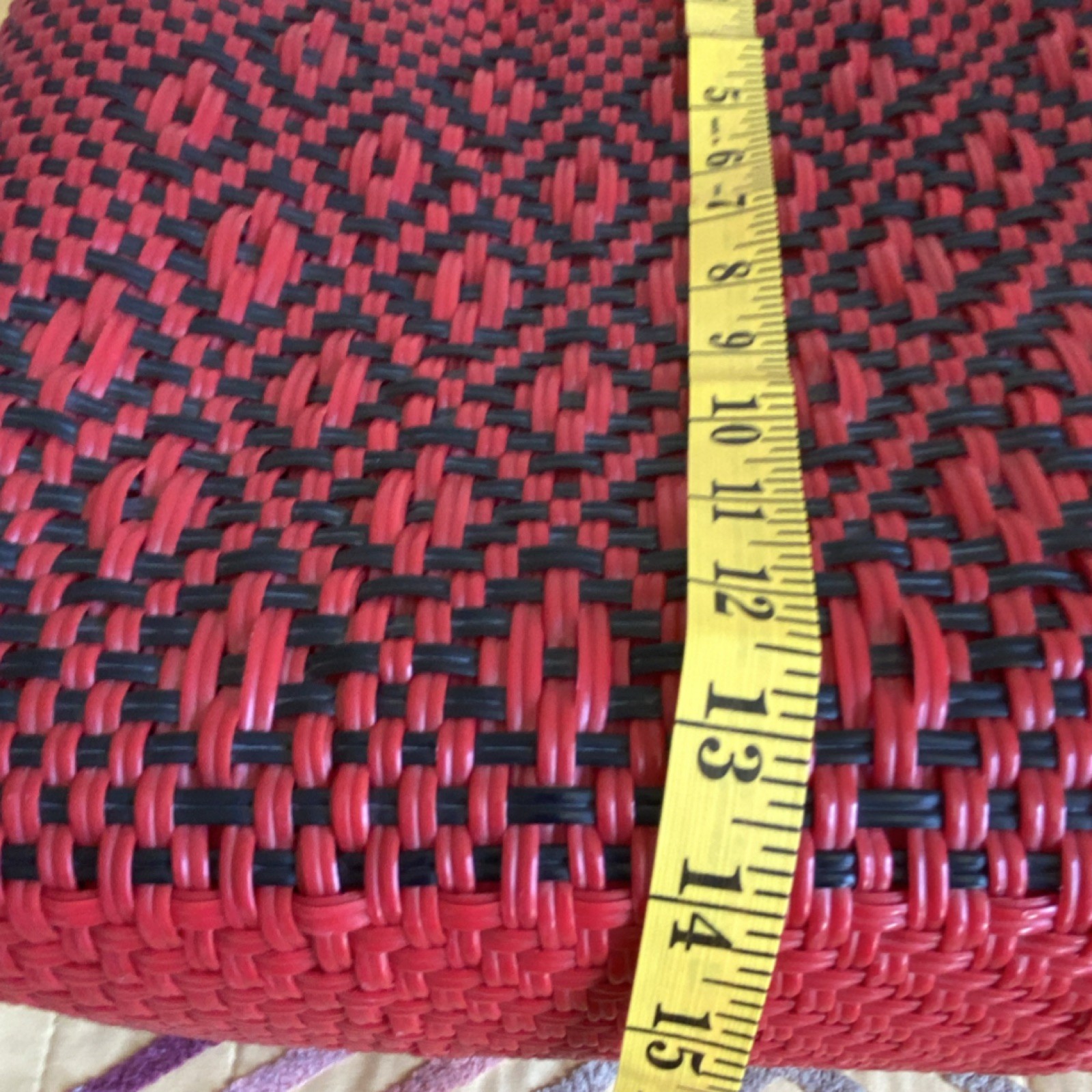 Large Red Black Mexican hand made Geometric Plastic
