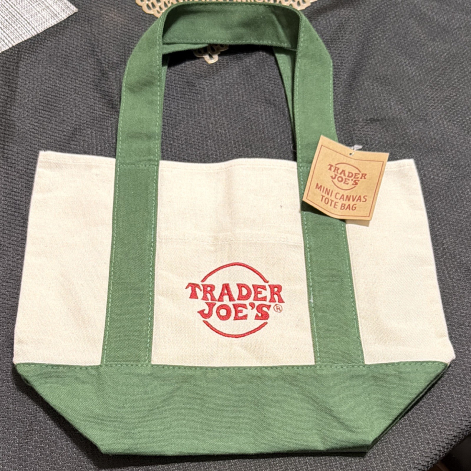 Trader Joe’s Limited Holiday Canvas Reusable Tote Bag Multicolor Solid Plain 4pc