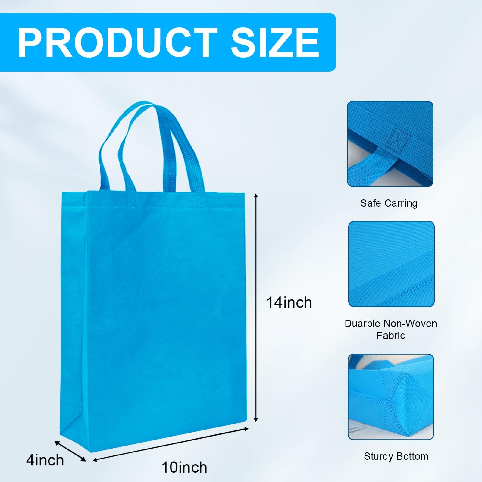 60 Pack Non Woven Tote Bags 14×10 Inch Reusable Grocery Handles Multicolor Gift