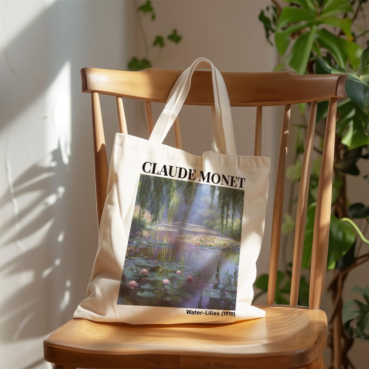 Water Lilies Canvas Tote Bag, Impressionist Art Canvas Shopping Bag, Reusable…