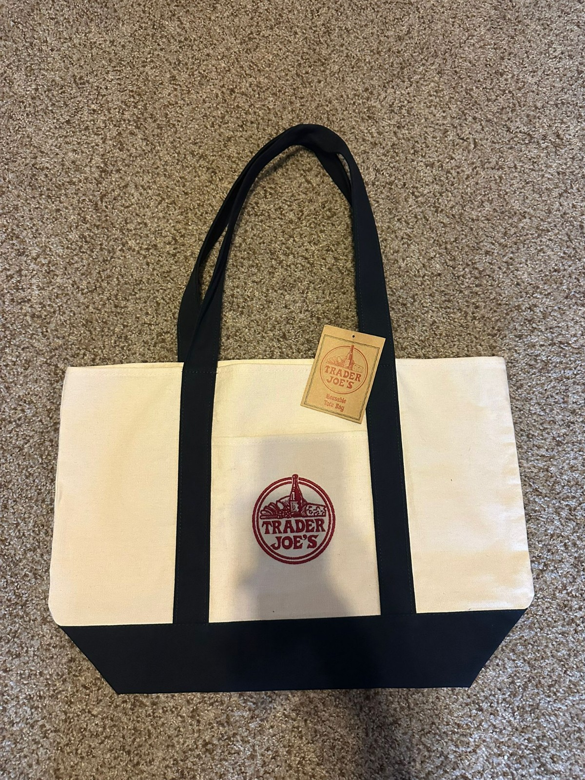 NWT Trader Joe’s Reusable Canvas Tote Bag – Heavy Duty Grocery Shopper Navy Blue