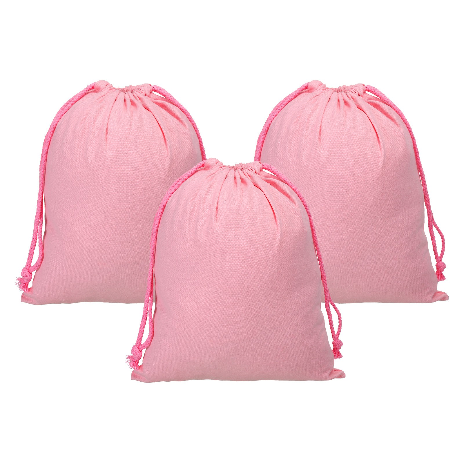 3pcs Reusable Drawstring Bags, 10×12.6″ Multipurpose Bags, Pink