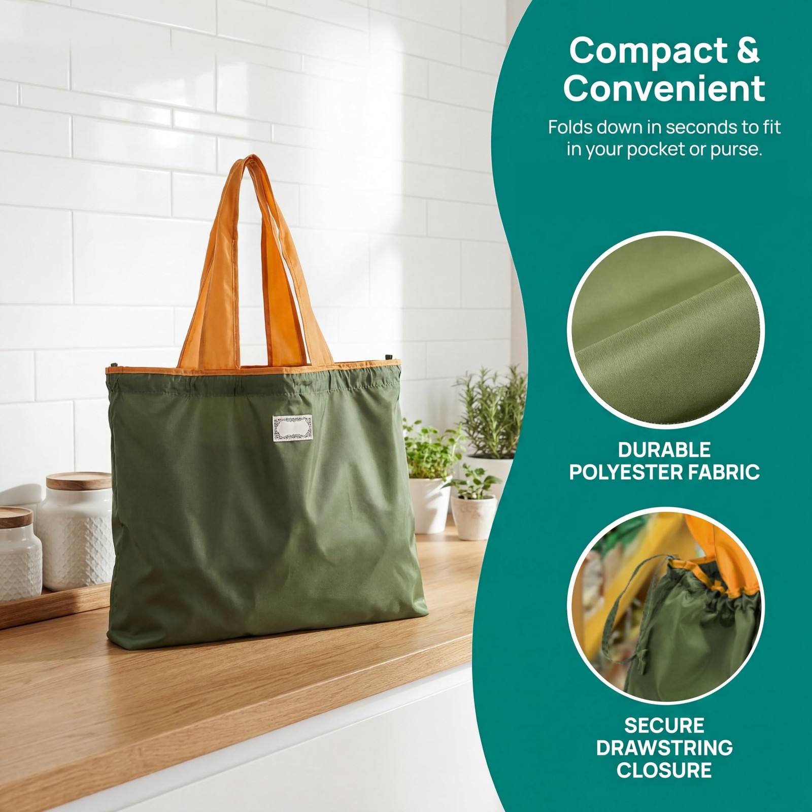 4 Pack Reusable Shopping Bags, Foldable Grocery Bags with Handles, Large Ligh…