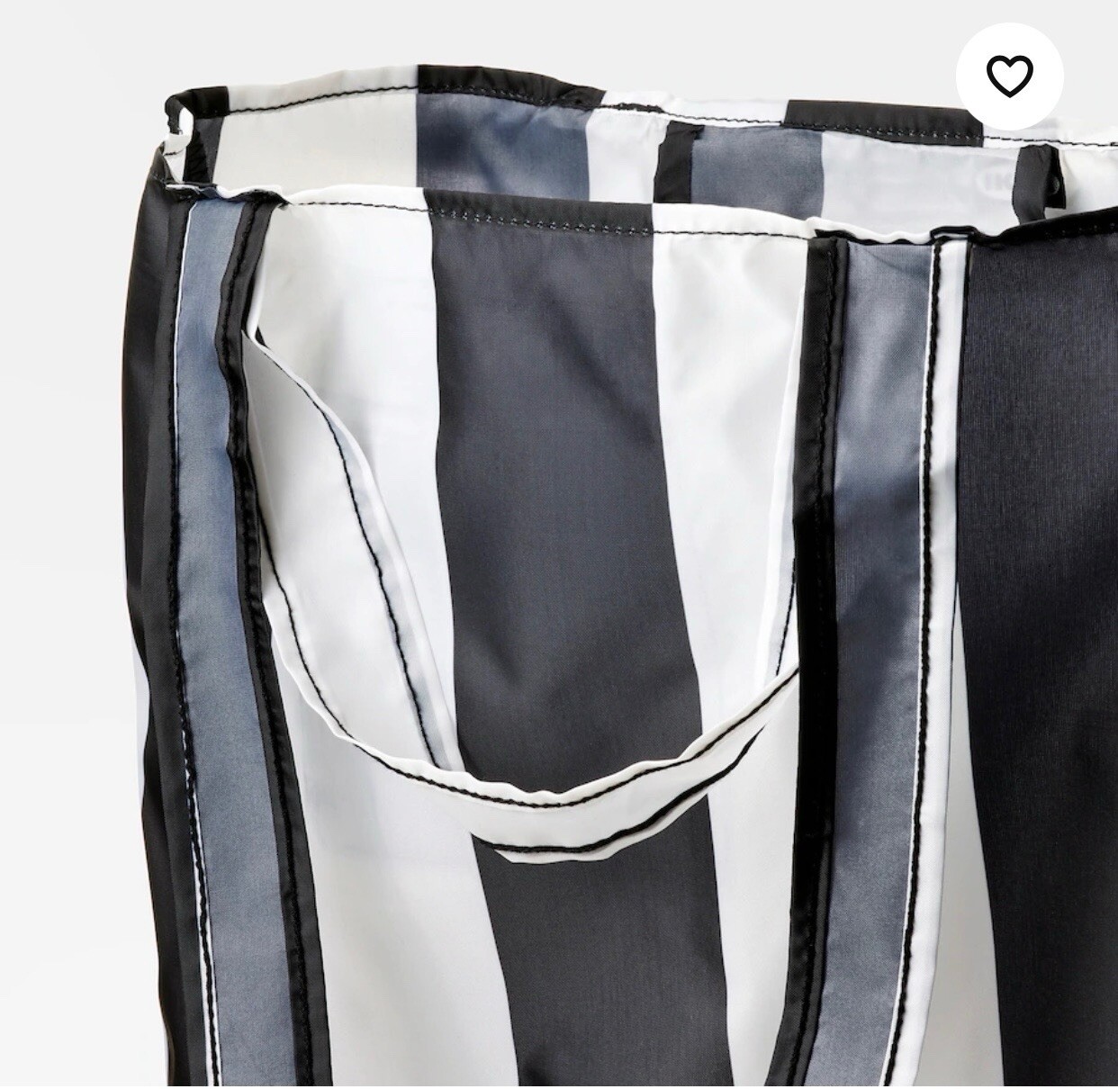 IKEA SKYNKE Black And White Stripped Folds Into It’s Pocket Shopping Tote Bag