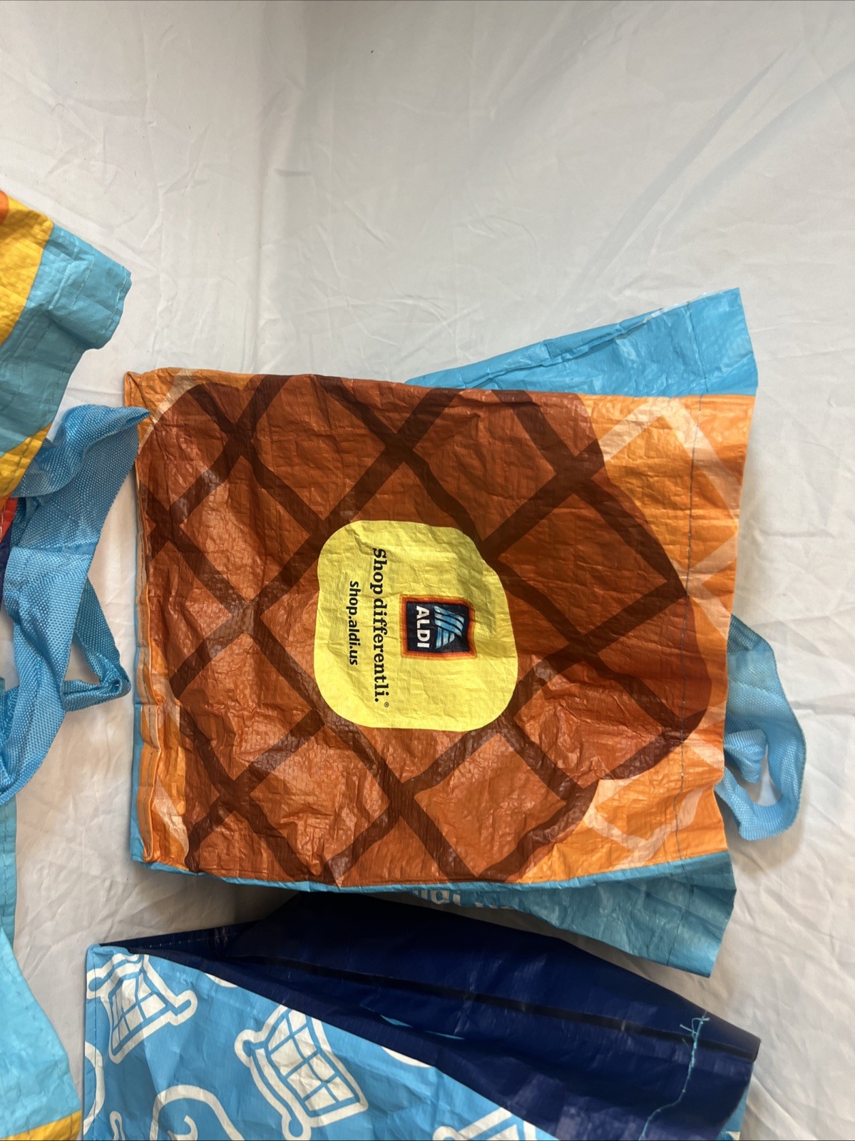 6 Aldi Rainbow & Shopping Cart Reusable Grocery Shopping Tote Bags