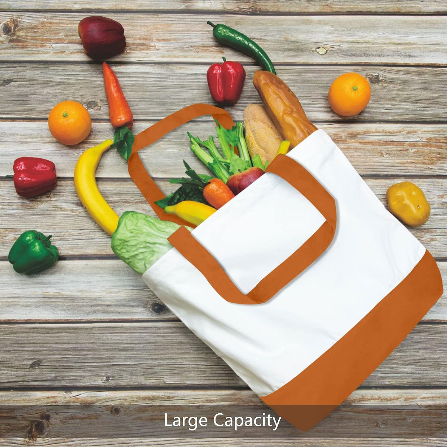 3-Pack Super Strong Large 12oz Cotton Canvas Tote Bags, Reusable Grocery Shoppin