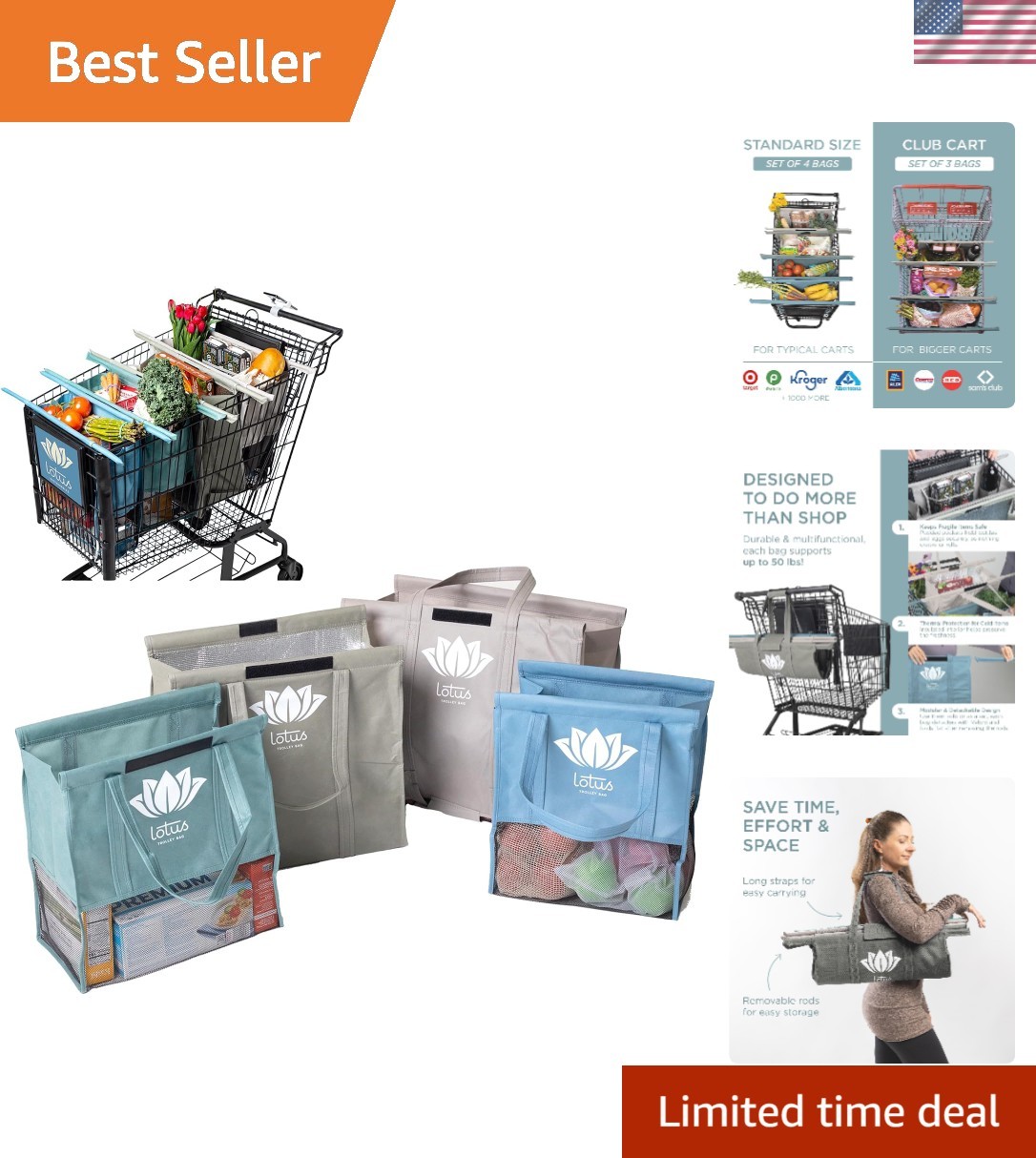 Heavy-Duty Reusable Grocery Bags: Earth Tone 4-Pack for Eco-Friendly Shopping