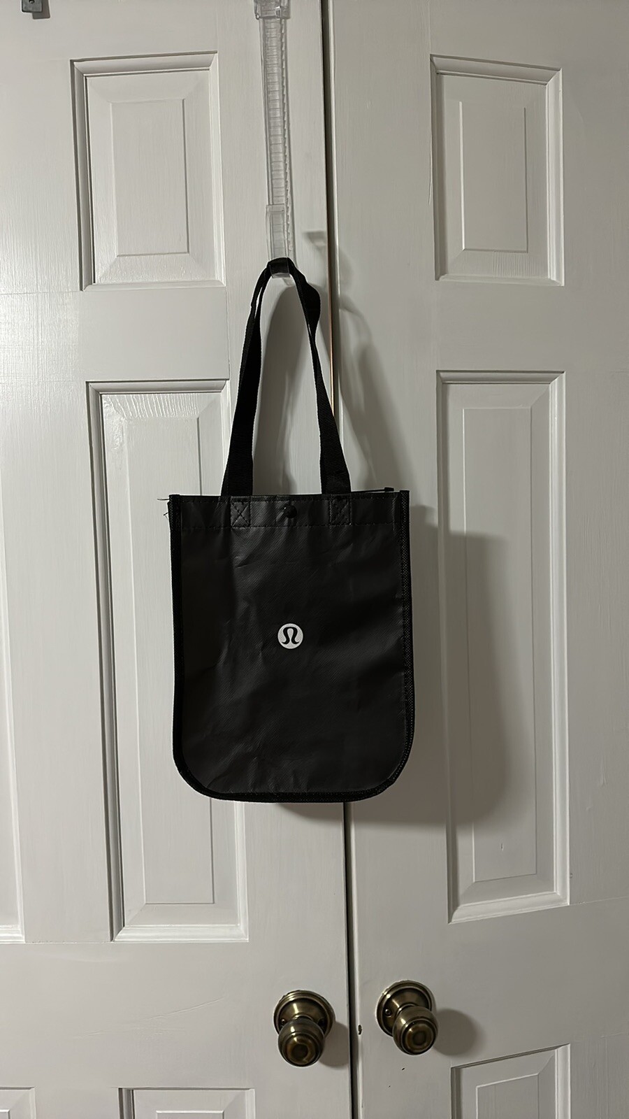 Lululemon Small Reusable Shopping Bag Lunch Tote Shopper Solid Black And White